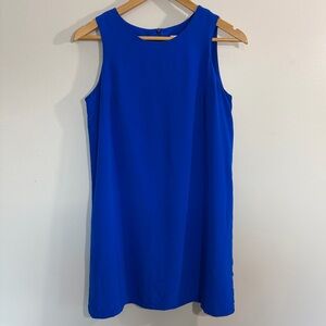 Amanda Uprichard Silk Shift Dress Blue Sleeveless Loose Fit Lined Size Small